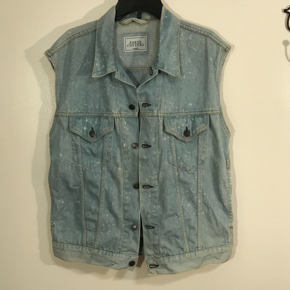 Forte Couture of Forte Dei Marmi Denim Vest Distressed Sz S - SEE MEASUREMENTS